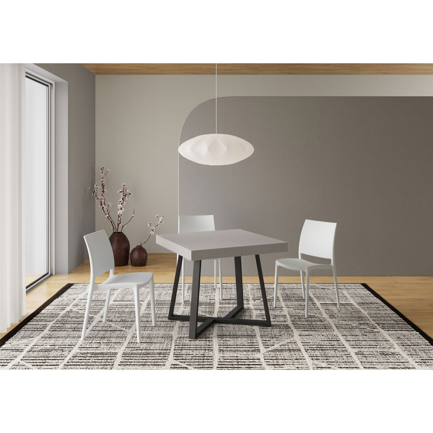 Tavolo allungabile 90x90/194 cm Zeplir cashmere gambe antracite