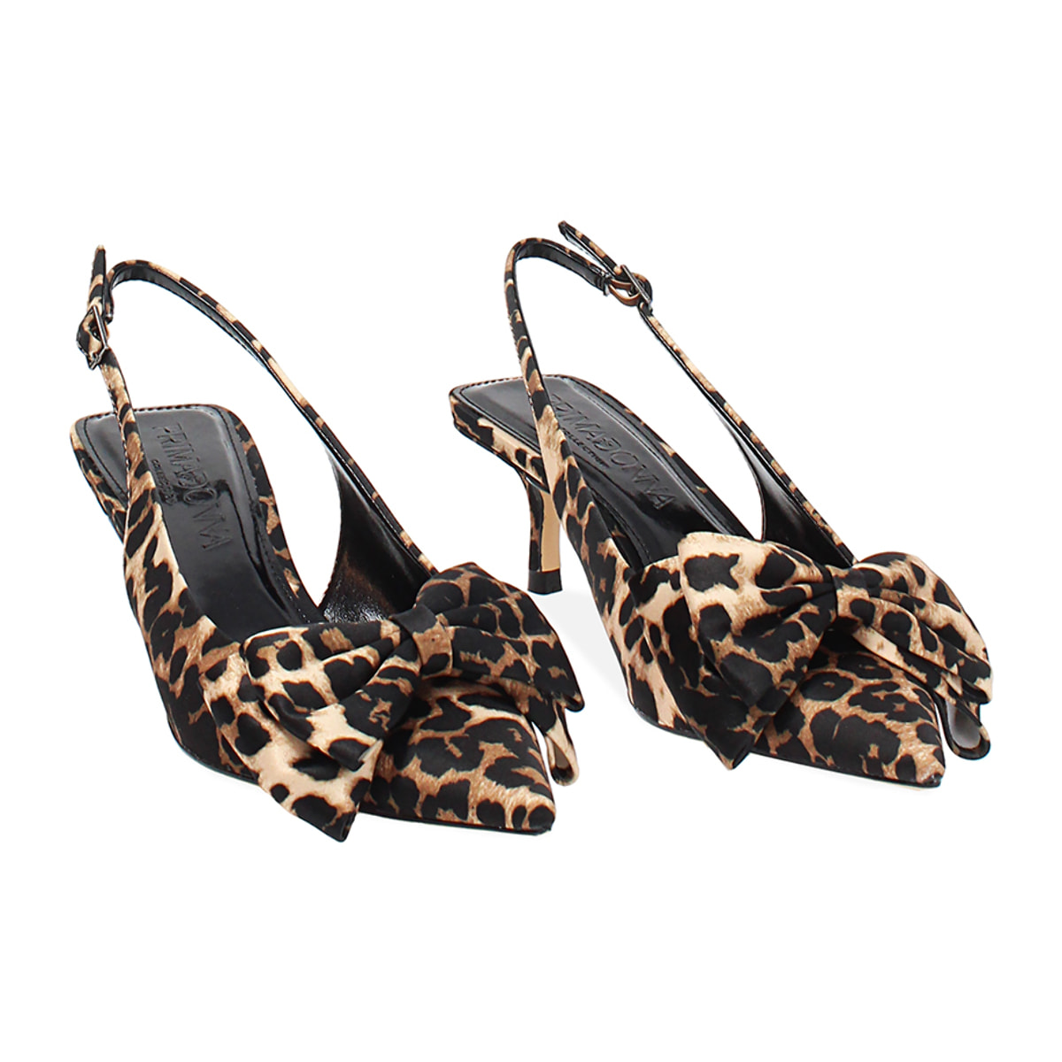 Zapatos de tacón destalonados mujer leopardo con lazo
