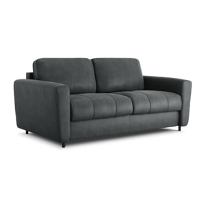 Canapé convertible "Audra" 4 places en cuir véritable bleu gris