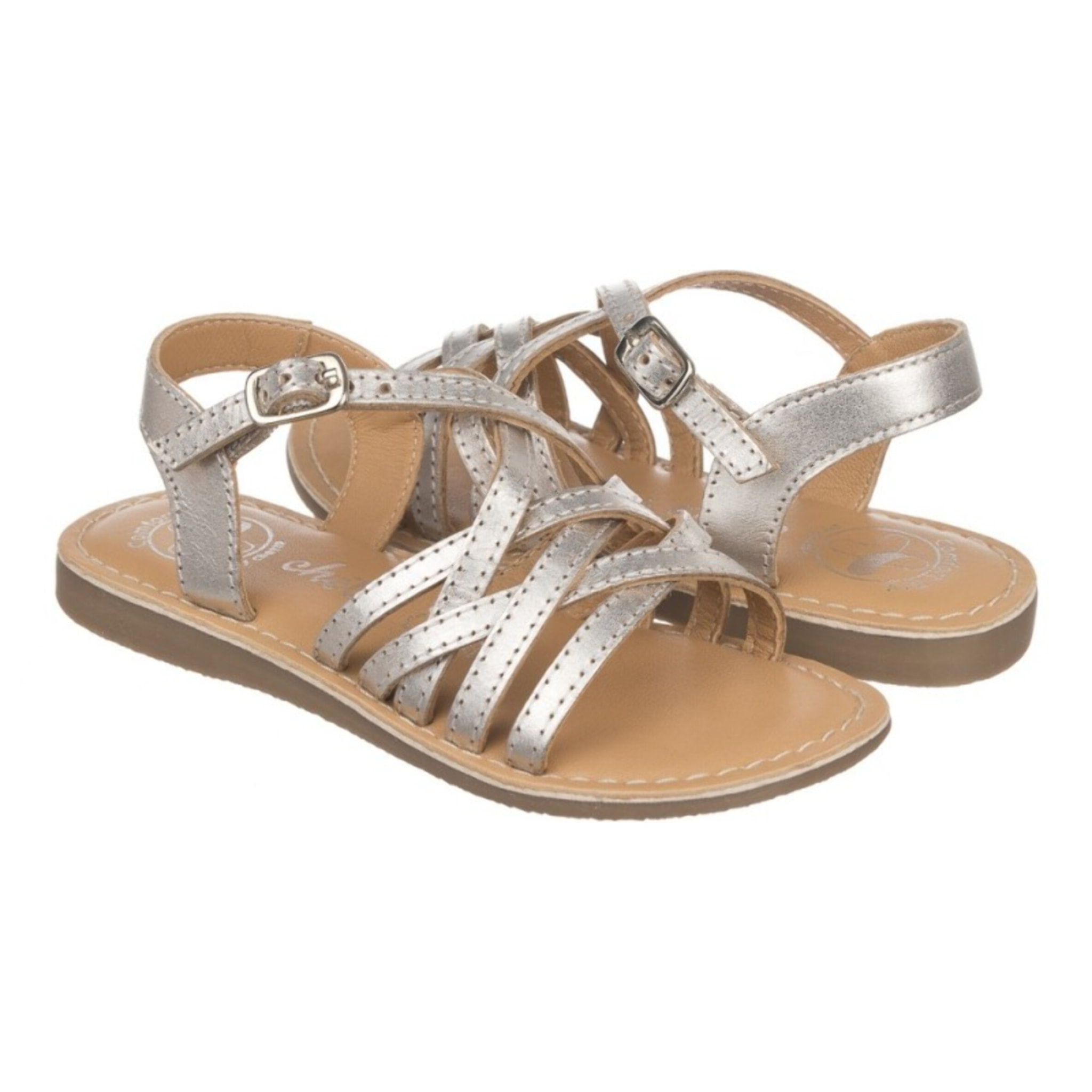 Sandalia con tiras en piel