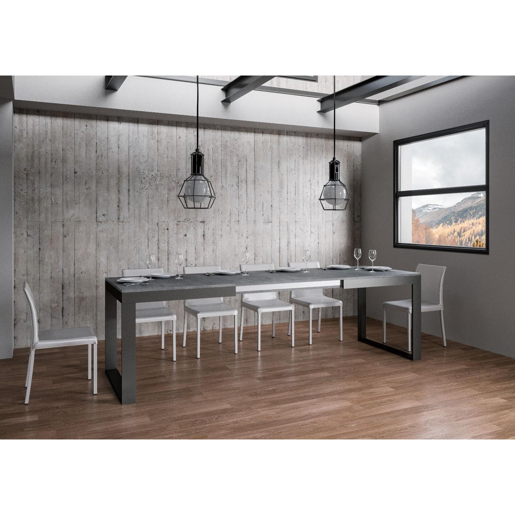 Tavolo allungabile 90x160/264 cm Tecno Evolution Cemento telaio Antracite