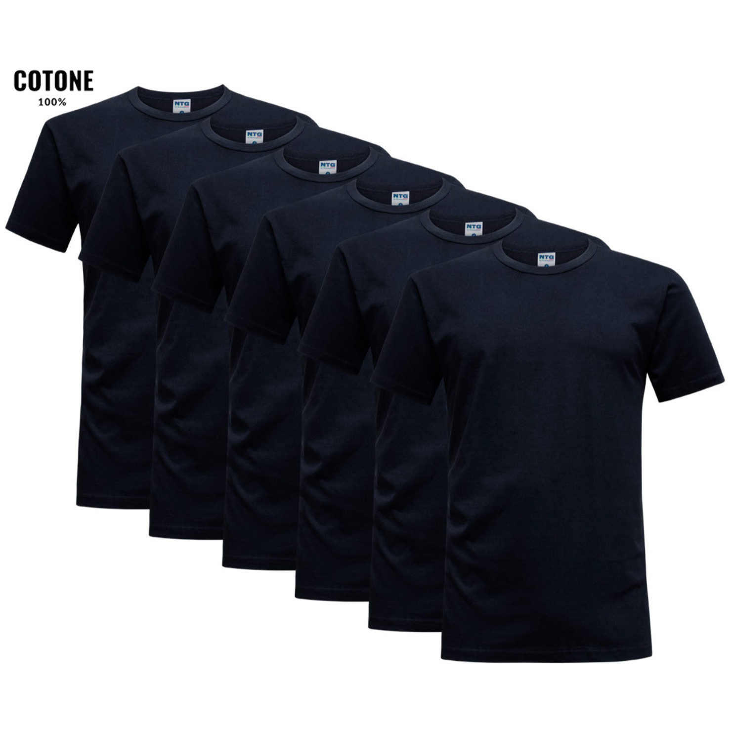 6 T-Shirt Uomo 100% Cotone NOTTINGHAM, Art. TM700 Girocollo