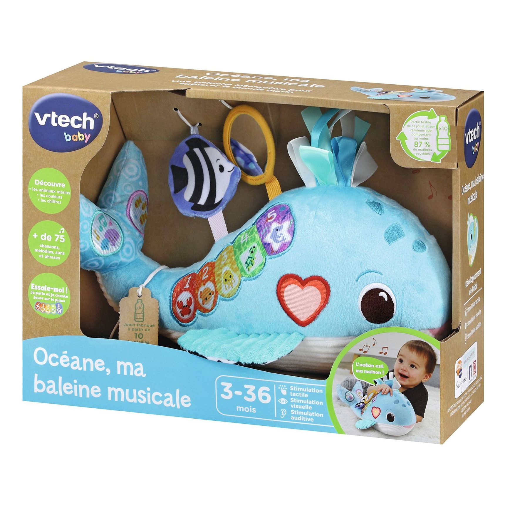 Océane, ma baleine musicale - bleu - dès 3 mois à 3 ans