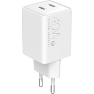 Chargeur ESSENTIELB 40W charge rapide 2 USB-C - Blanc