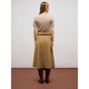 Oltre - Falda midi fluida en forma de A con panel - Marrón