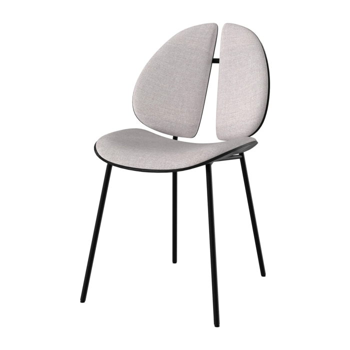 Chaise en tissu gris et bois noir - Coccinelle