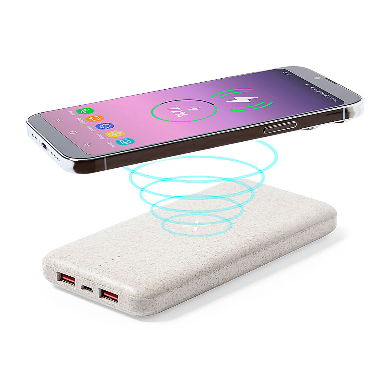 Power Bank natura grano di canna Wireless 10W. 8000 mAh.