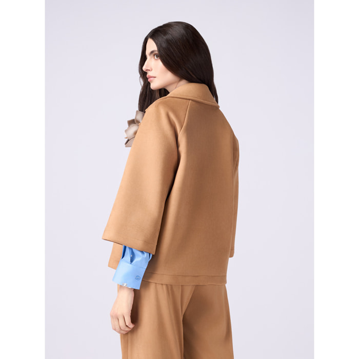 Oltre - Caban effetto scamosciato con spilla - Beige