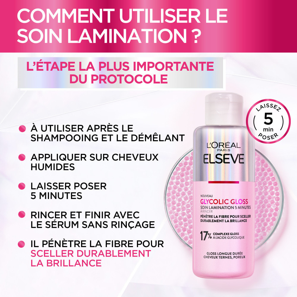 Lot de 6 - L'Oréal Paris Elseve Ultimate Glycolic Gloss Soin Lamination 5 minutes 200ml