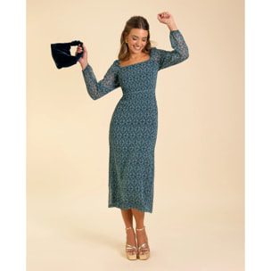 Vestido midi con manga larga