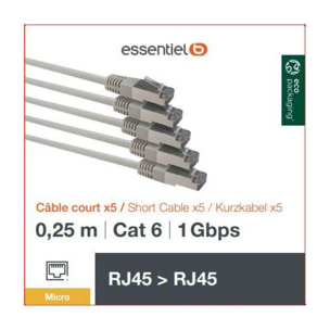 Câble Ethernet ESSENTIELB RJ45 0.25M PACK x5