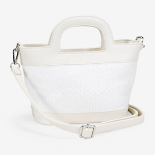 Bolso de mano beige con rafia