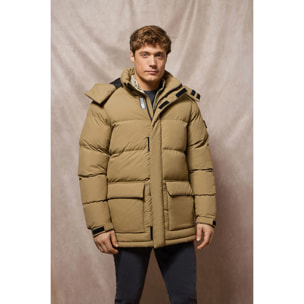 Chaqueta beige oscuro Midtown de capucha desmontable y detalles Polo Club