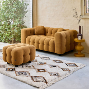 Pouf, repose-pieds pour canapé 2 places Leon bouclette texturée LEON