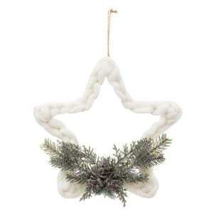 Décoration de sapin laine étoile branche givrée 30cm