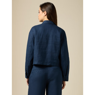 Oltre - Camicia boxy in lino - Blu