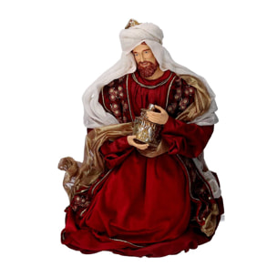 Presepe in tessuto bordeaux con re magi cmh81