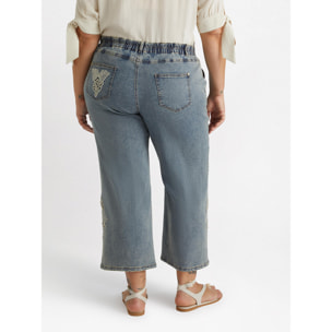 Fiorella Rubino - Vaqueros cropped con macramé en el bajo - Light - blue