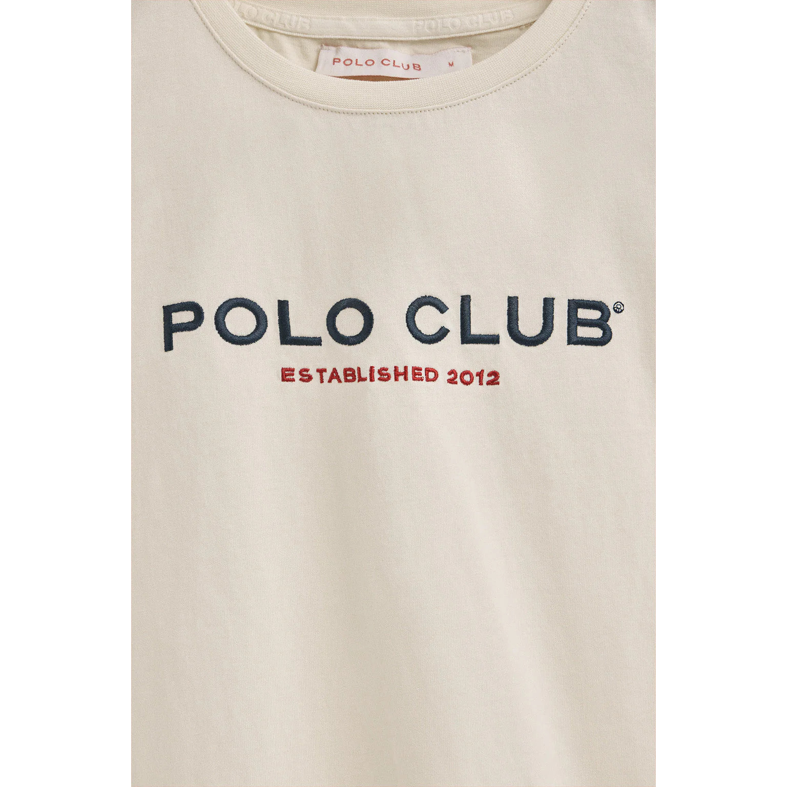 Maglietta ecrù a maniche corte con logo Established 2012 Polo Club