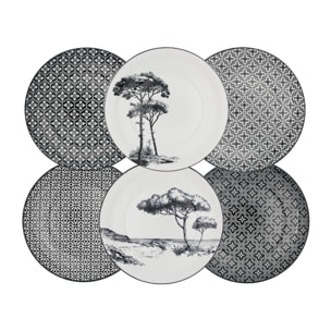 Lot de 6 petites assiettes, VILLA LES PINS