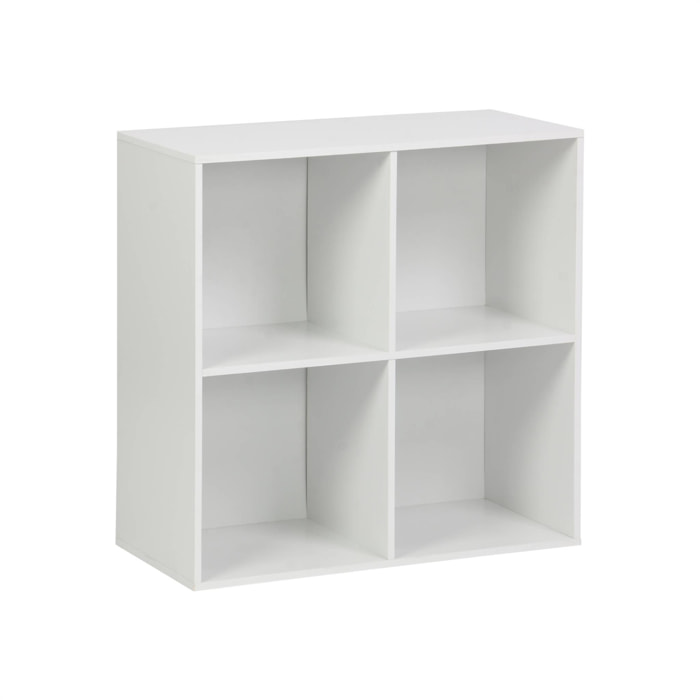Etagère. bibliothèque. module de rangement décor bois blanc 4 compartiments L 70 x P 35 x H 70cm - Kompo