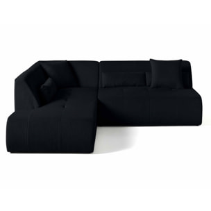 Onyx - canapé modulable d'angle gauche - 5 places - en velours côtelé - Noir