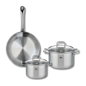 Ensemble de 1 Poêle de cuisson 24 cm et 2 faitouts 14 et 16 cm Elo Profi Citrin