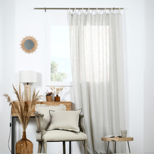 Coussin  poly-lin volant plat feston noir - Naturel