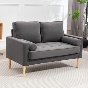 Canapé scandinave 2 places en tissu gris et bois clair