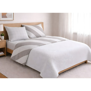 Completo Lenzuola 100% Cotone Made in Italy Fantasia Rigata Disegno Elite Beige