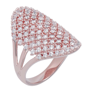 Anello Pavé in Golden Rosé con Cubic Zirconia Placcato Oro Rosa 18k