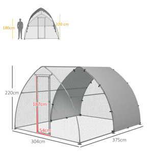 Gallinero para Exterior Gallinero para Gallinas de Acero Galvanizado Cubierta de Tela Oxford Resistente a los Rayos UV e Impermeable para Patio Plata