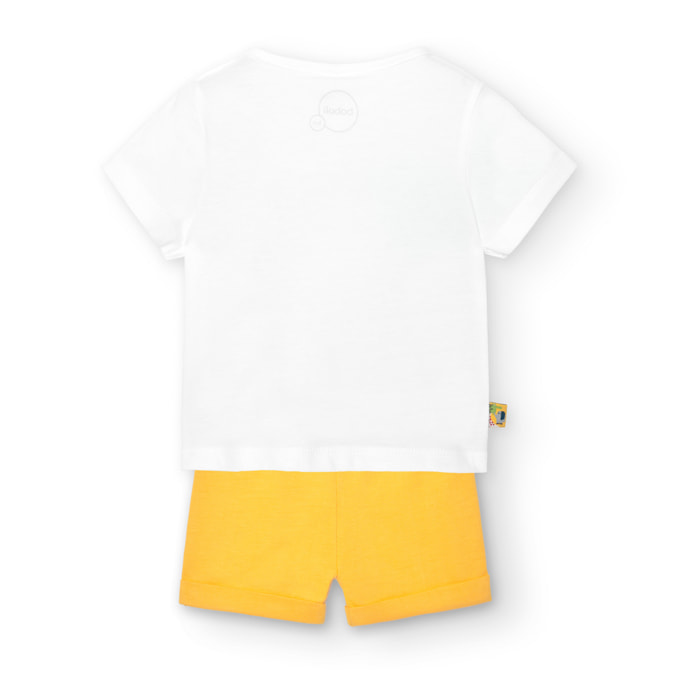 Conjunto bebÃ© niÃ±o, algodÃ³n estampado, blanco, 128168