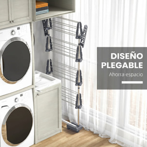 HOMCOM Tendedero Vertical Plegable Tendedero de Ropa con 6 Ruedas 2 Laterales Abatibles Estantes Ajustables y Marco de Acero Inoxidable para Interior y Exterior Gris y Plata