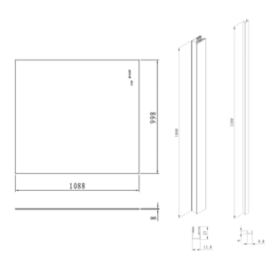 Pare-muret 110x100cm Paroi en verre Crystal Glass® 8 mm anticalcaire, avec bras et profilés noir mat (SATBWIS110KSPRC)