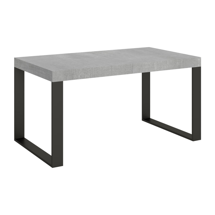 Mesa extensible 90x160/420 cm Tecno Cemento estructura Antracita