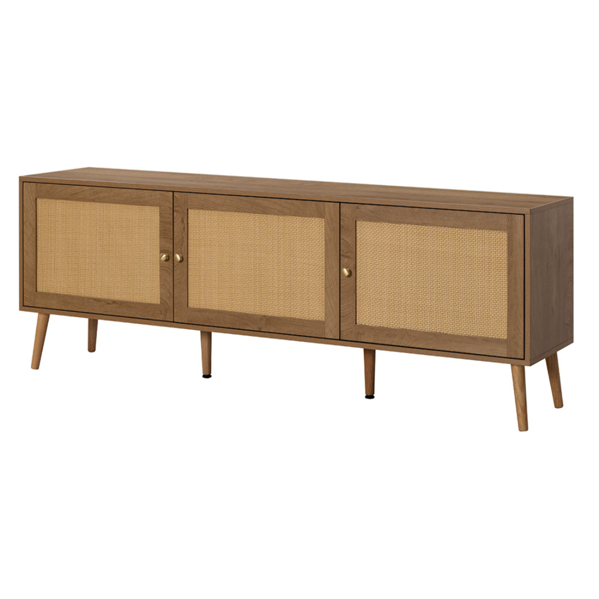 Goto - meuble tv - effet bois et cannage - 3 portes - 167 cm - Bois
