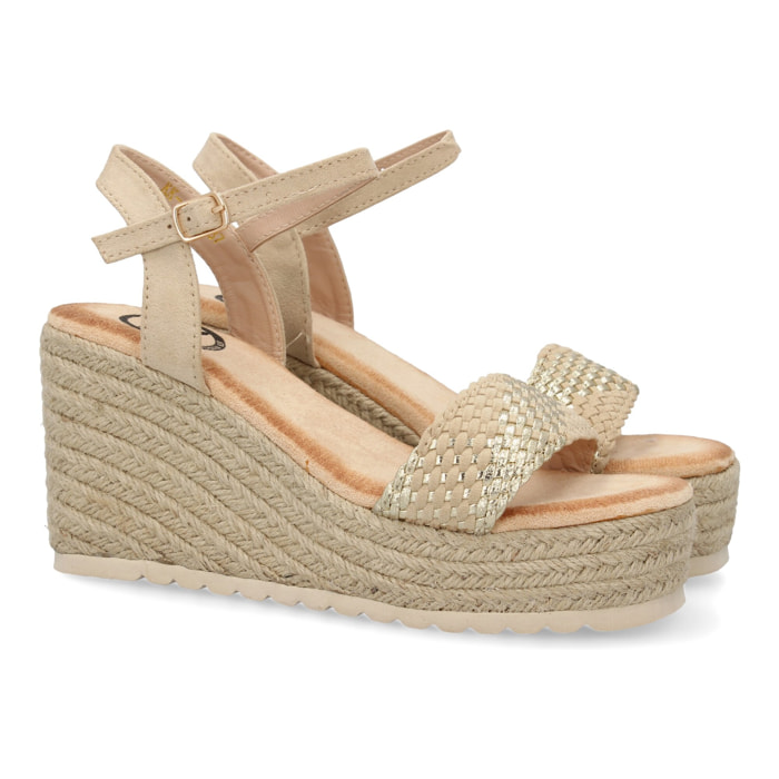 Sandalias de cuña de yute para mujer, comodas y elegantes, diseño moderno.