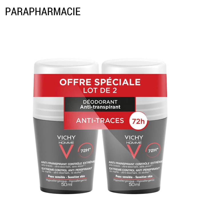 Anti-Transpirant 72H pour Homme - Roll-On 2x50 ml