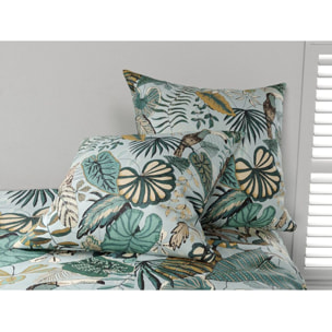 Parure housse de couette coton bleu
