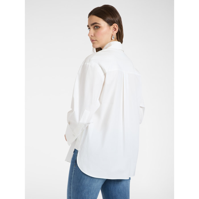 Elena Mirò - Camisa de popelín con cristales - Blanco