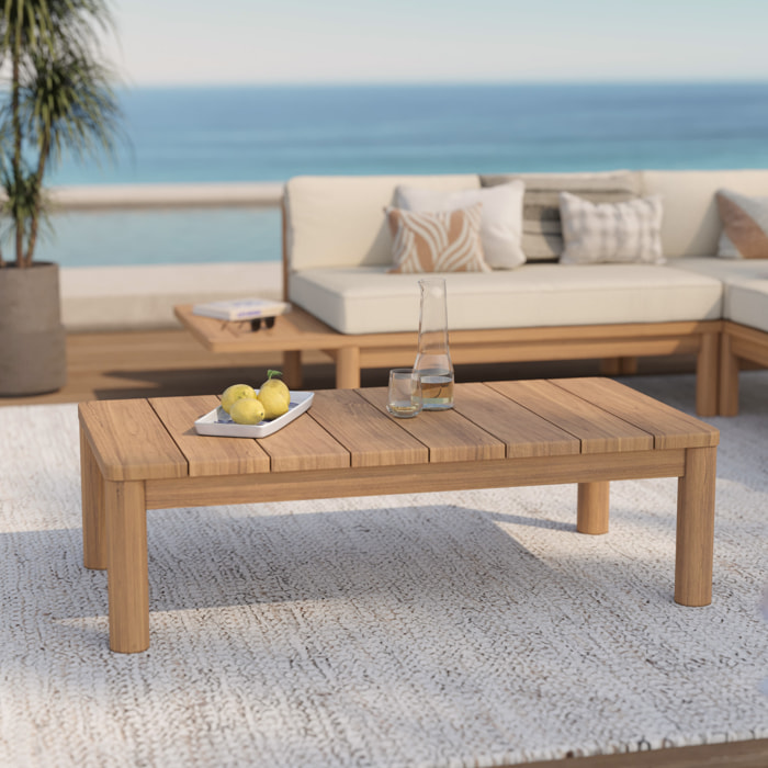 Table basse rectangulaire de jardin en bois de teck massif - Nadila