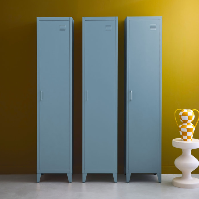 Armoire chambre en acier bleu pétrole. 4 espaces de rangement. casier. L 180 x l 38 x H 38cm
