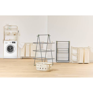 Panier à Linge Linea à Roulettes 3x47,7L Beige 79x44,8x79,4 cm