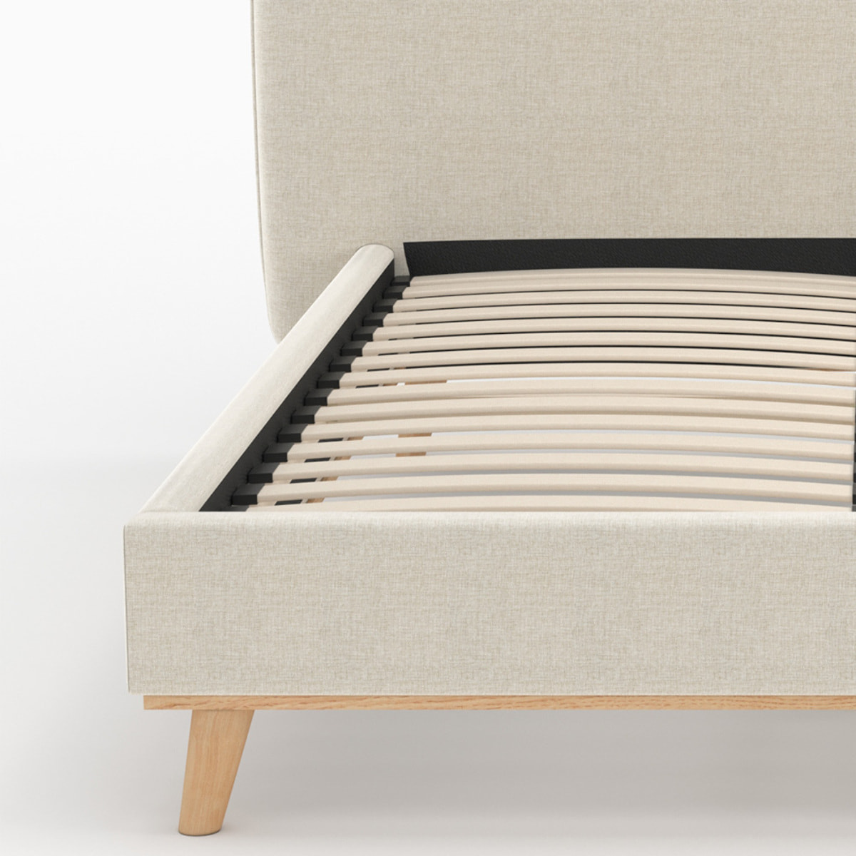 Lit double 160x200 cm en tissu gris/beige - Modjo