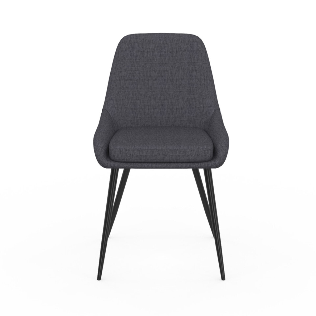 Chaises Ornella tissu gris foncé pieds métal noirs - lot de 2