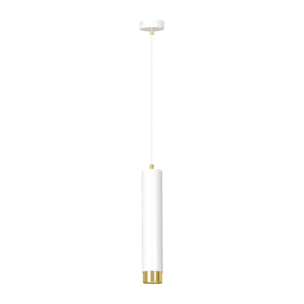 Lampada a sospensione Kibo in acciaio bianco e oro