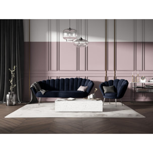 Fauteuil "Kingston" en velours bleu foncé