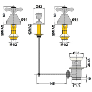Mélangeur bidet 3 trous PAINI Tiffany Vieux Bronze
