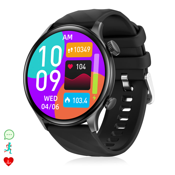 Smartwatch ZW63 con chiamate bluetooth, termometro, glucosio nel sangue e corona multifunzione.
